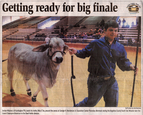 Jordan Wisener was featured on the front page of the Lufkin Daily News with 